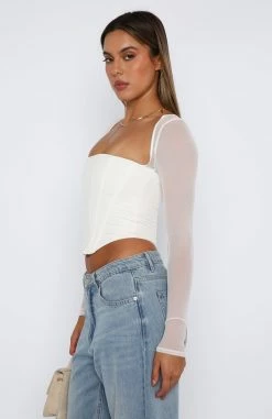 Notice Me Long Sleeve Bustier White -Outlet The Lounge Vibe Store 24.04.2326794