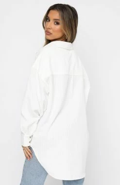 Out And About Cord Long Sleeve Shirt White -Outlet The Lounge Vibe Store 24.07.21 522