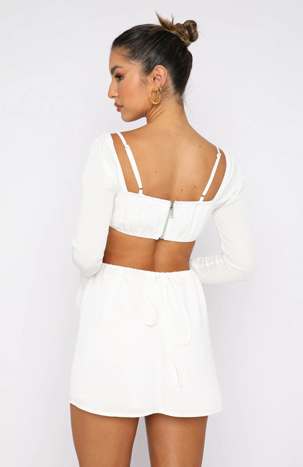 Please Hold Long Sleeve Mini Dress White 4 Please Hold Long Sleeve Mini Dress White - Image 4