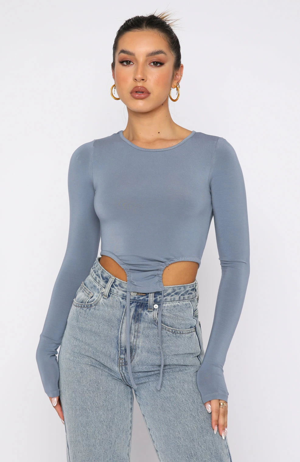 Spring Fresh Long Sleeve Top Steel 2 Spring Fresh Long Sleeve Top Steel - Image 2