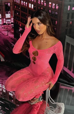Pressure Makes Diamonds Long Sleeve Jumpsuit Lipstick Pink -Outlet The Lounge Vibe Store 267353FE 09A9 400C A6D3 D1F8227946F0