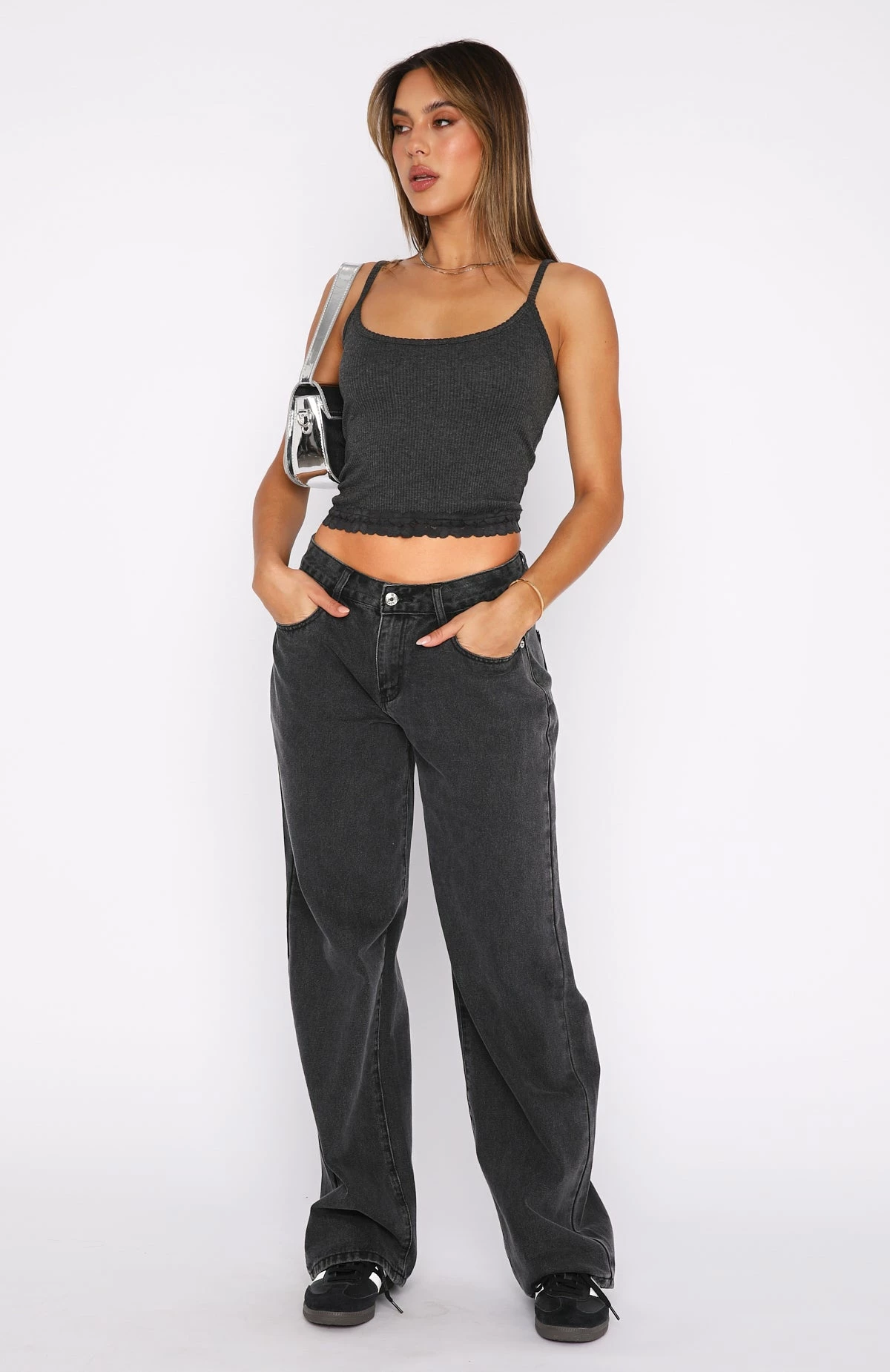 Bring The Style Low Rise Wide Leg Jeans Black Acid Wash 2 Bring The Style Low Rise Wide Leg Jeans Black Acid Wash - Image 2