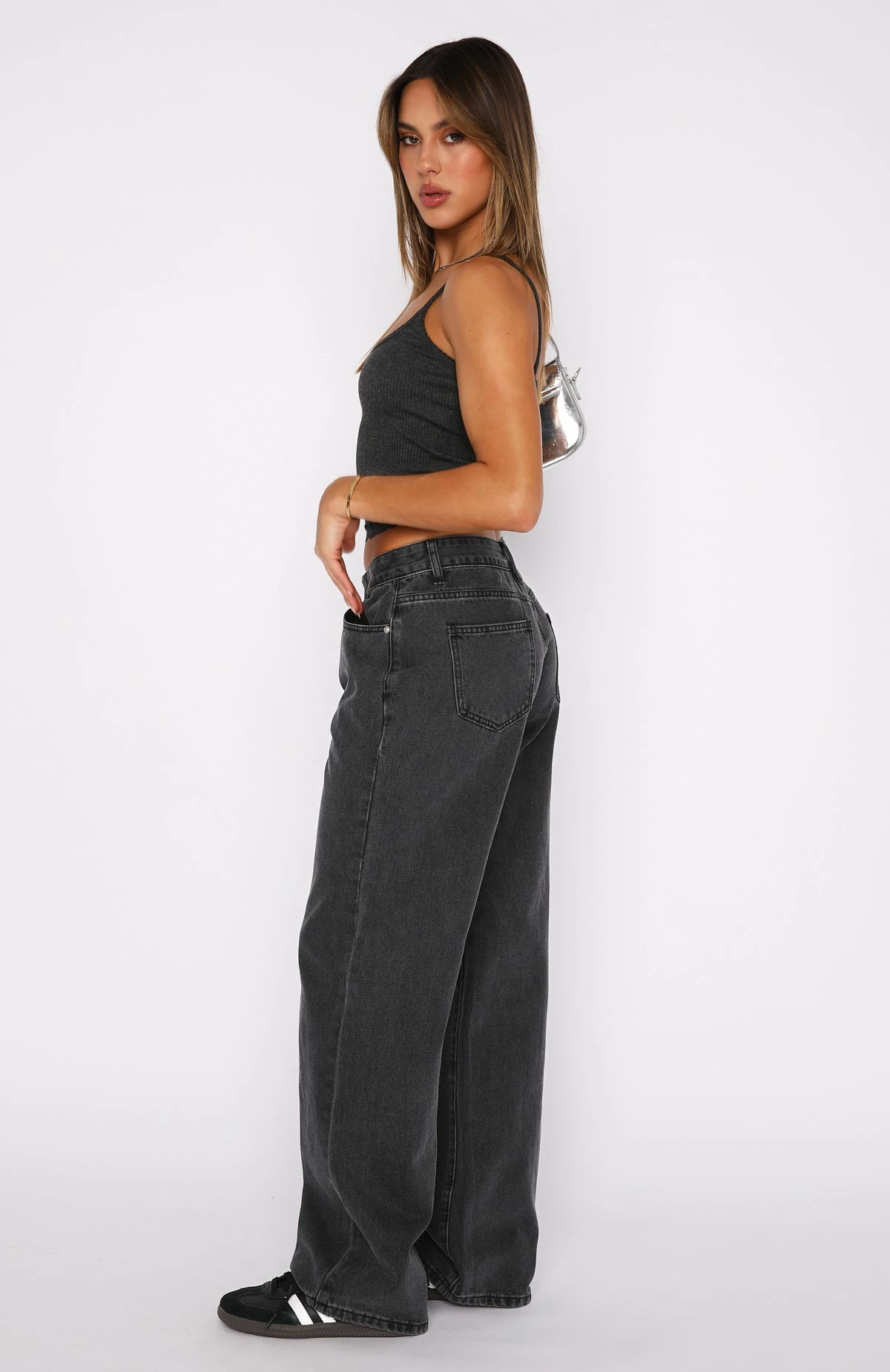 Bring The Style Low Rise Wide Leg Jeans Black Acid Wash 3 Bring The Style Low Rise Wide Leg Jeans Black Acid Wash - Image 3