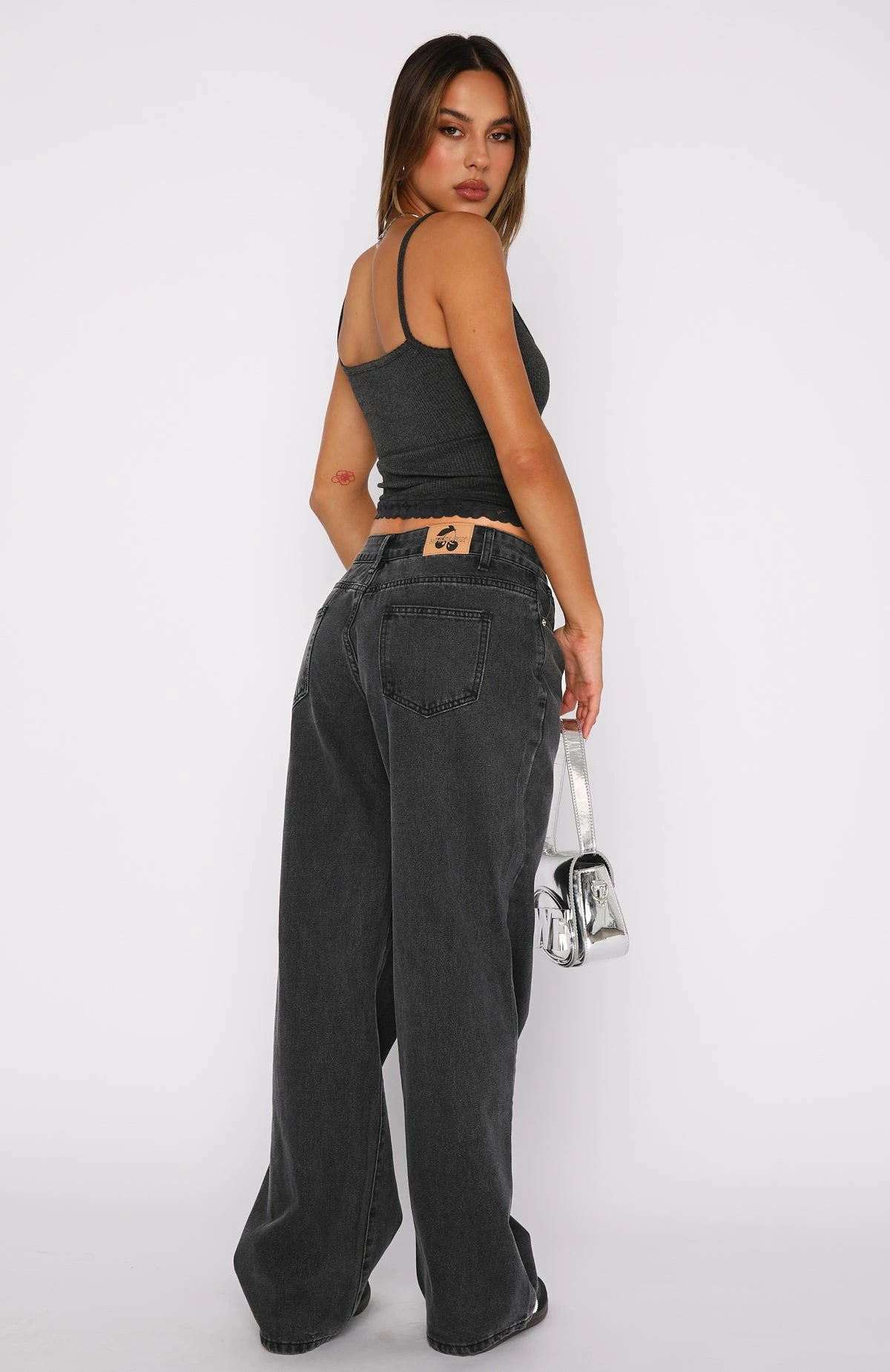 Bring The Style Low Rise Wide Leg Jeans Black Acid Wash 4 Bring The Style Low Rise Wide Leg Jeans Black Acid Wash - Image 4