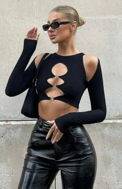My Only Vice Long Sleeve Crop Black