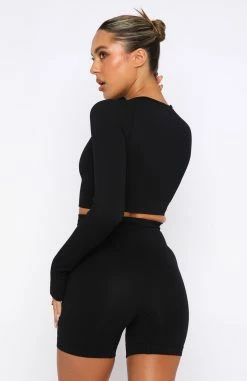 In Control Long Sleeve Seamless Crop Black -Outlet The Lounge Vibe Store 28.04.22 236
