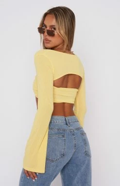 What About Me Long Sleeve Crop Lemon -Outlet The Lounge Vibe Store 28.11.220724