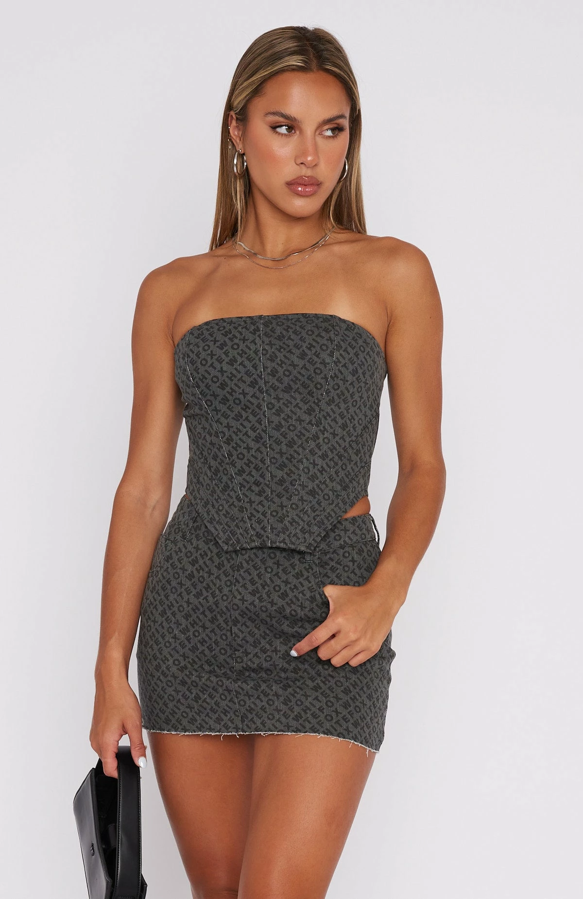 Insomnia Strapless Bustier Charcoal Monogram 2 Insomnia Strapless Bustier Charcoal Monogram - Image 2