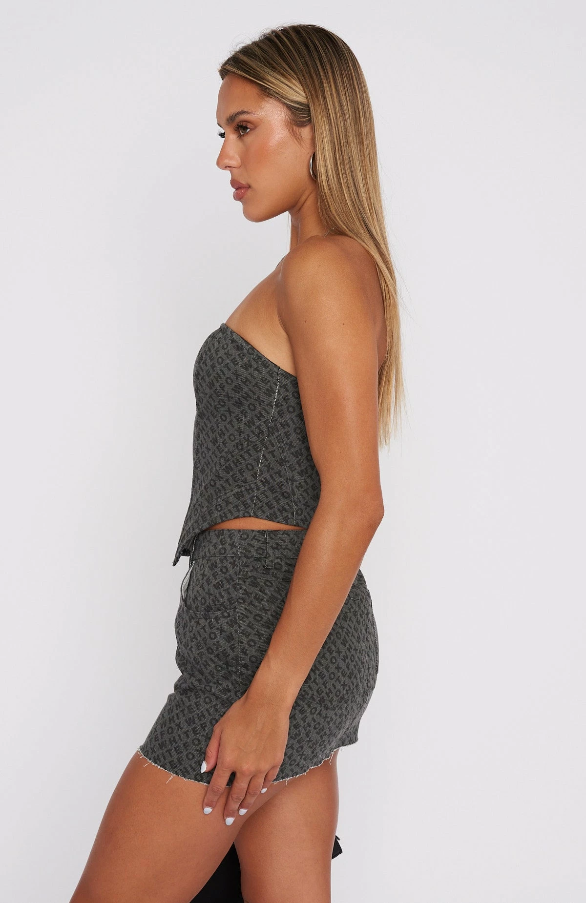 Insomnia Strapless Bustier Charcoal Monogram 3 Insomnia Strapless Bustier Charcoal Monogram - Image 3