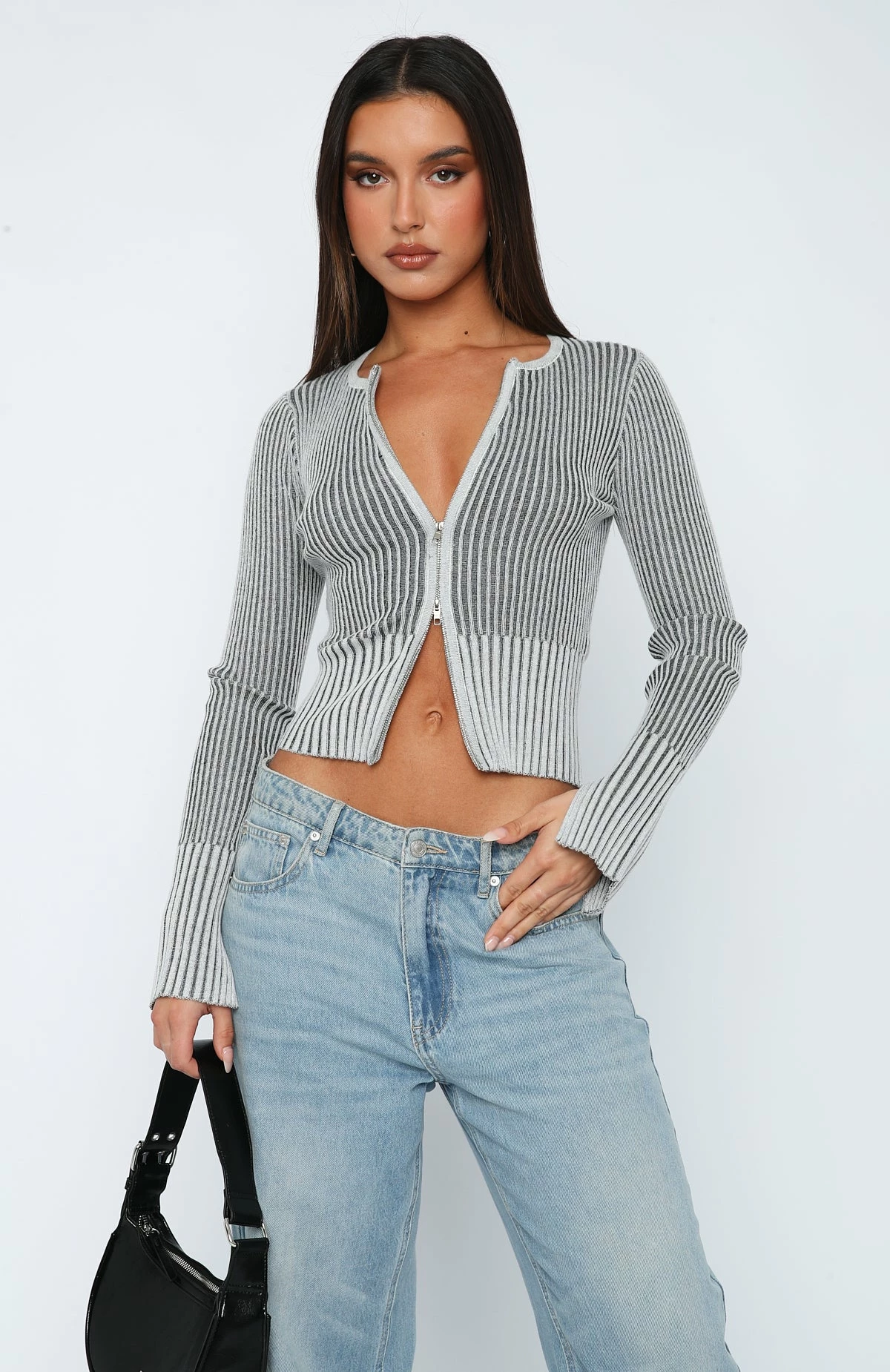 Moonlight Kiss Long Sleeve Top Charcoal 2 Moonlight Kiss Long Sleeve Top Charcoal - Image 2