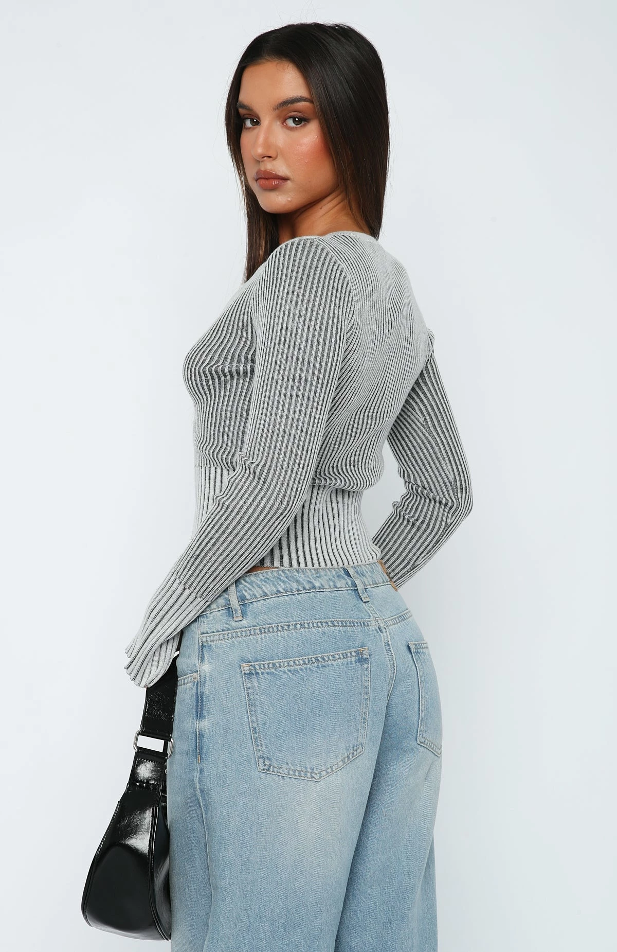 Moonlight Kiss Long Sleeve Top Charcoal 4 Moonlight Kiss Long Sleeve Top Charcoal - Image 4