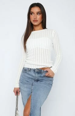 Picture Perfect Long Sleeve Top White -Outlet The Lounge Vibe Store 29.05.2321584