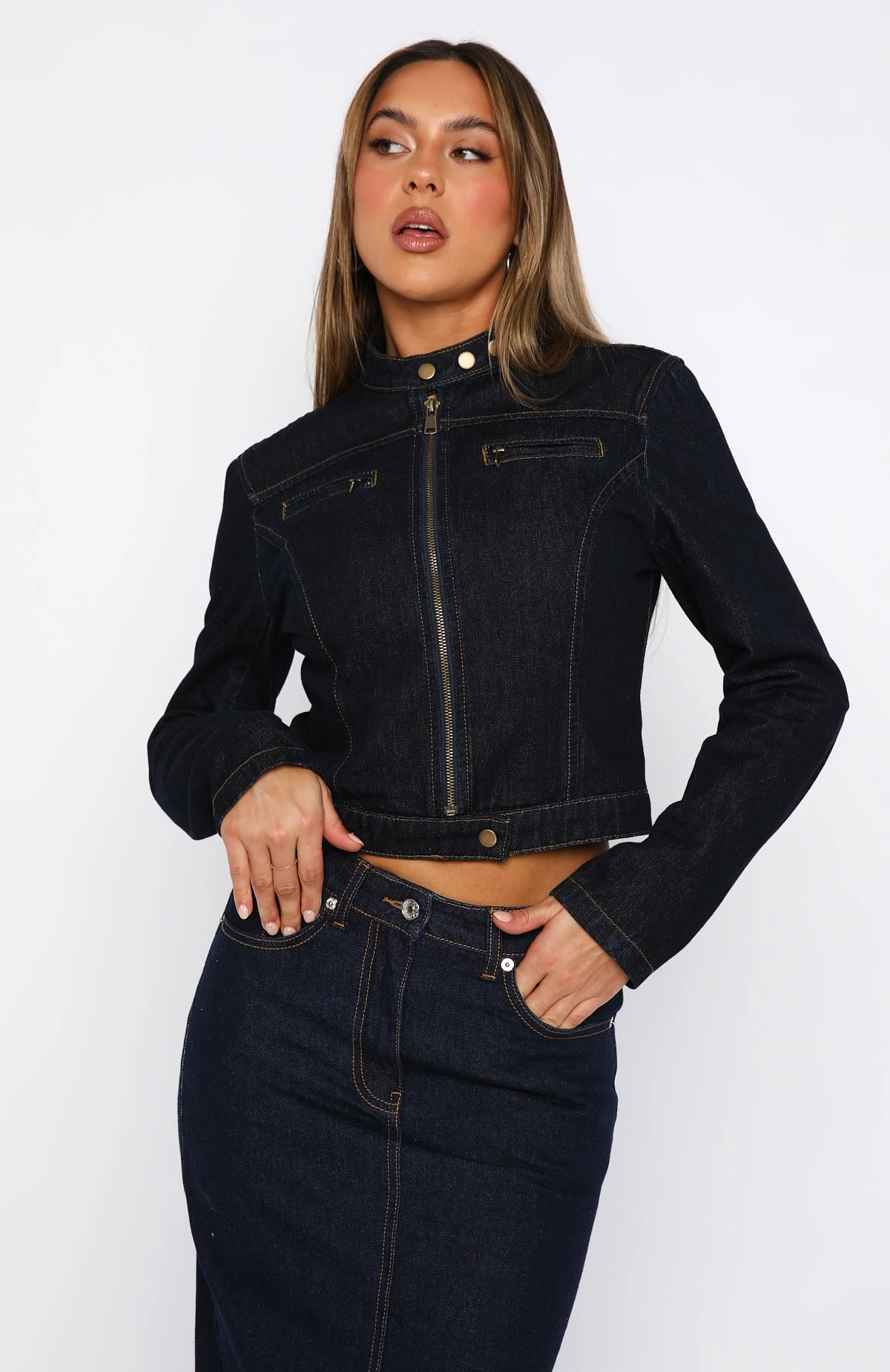 Wherever We Go Denim Jacket Dark Wash 2 Wherever We Go Denim Jacket Dark Wash - Image 2