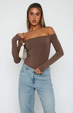 Lose My Mind Long Sleeve Bodysuit Mocha -Outlet The Lounge Vibe Store 30.3.2313822