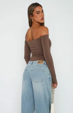 Lose My Mind Long Sleeve Bodysuit Mocha -Outlet The Lounge Vibe Store 30.3.2313840