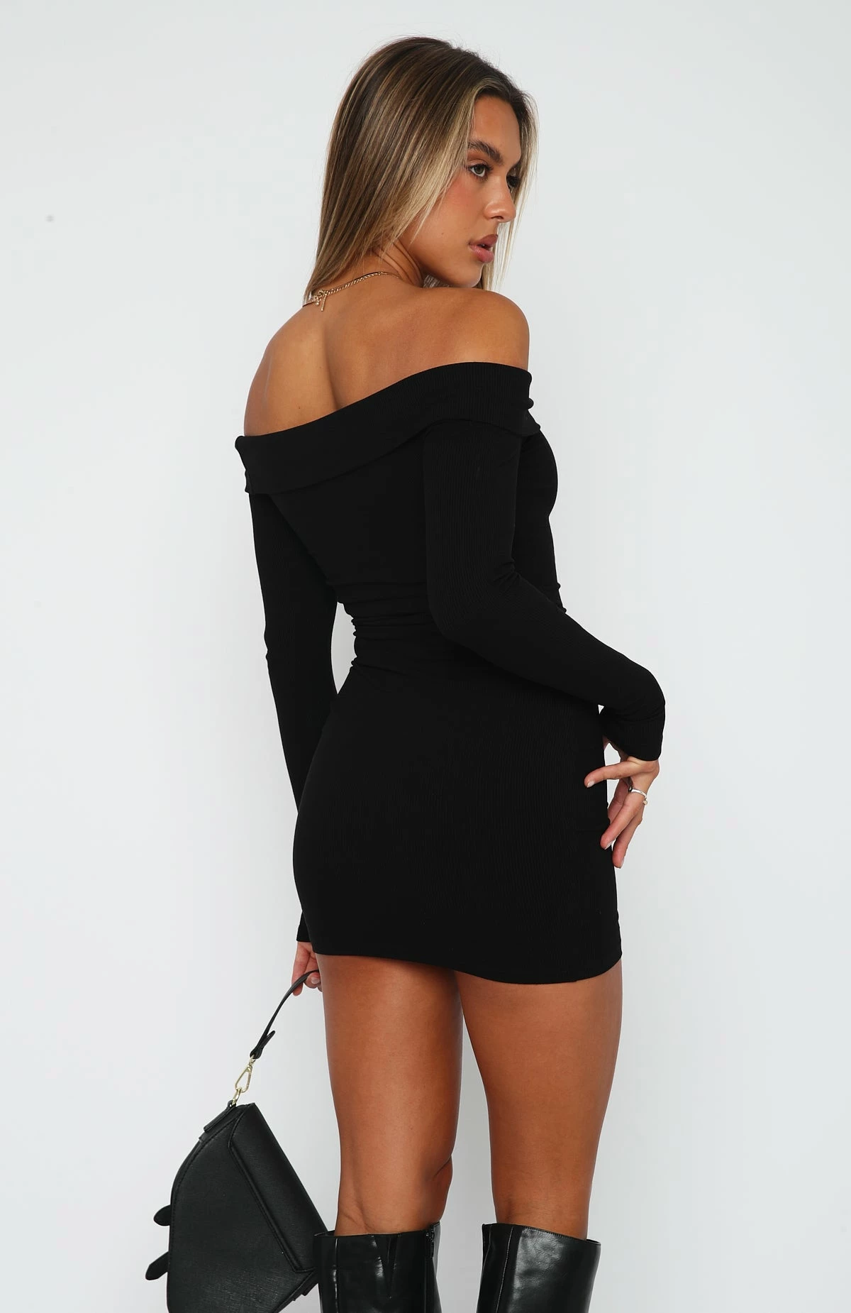 Nice And Clear Long Sleeve Ribbed Mini Dress Black 4 Nice And Clear Long Sleeve Ribbed Mini Dress Black - Image 4