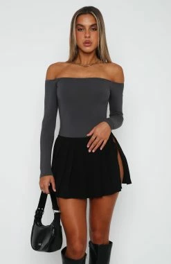 Lose My Mind Long Sleeve Bodysuit Charcoal -Outlet The Lounge Vibe Store 30.3.2314367