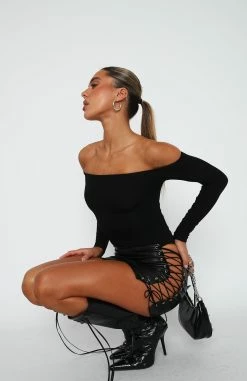 Lose My Mind Long Sleeve Bodysuit Black -Outlet The Lounge Vibe Store 30.3.2314562