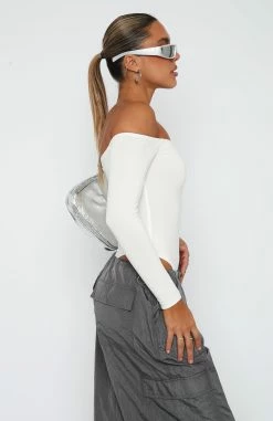 Lose My Mind Long Sleeve Bodysuit White -Outlet The Lounge Vibe Store 30.3.2314994