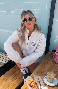 Part Of The Story Zip Front Sweater Pebble