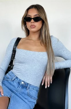 Pretty Picture Long Sleeve Bodysuit Grey Marle