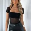 Without A Doubt Mesh Top Black