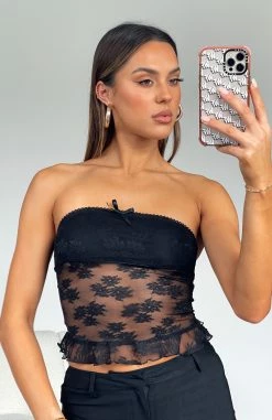 Prove You Wrong Strapless Lace Top Black