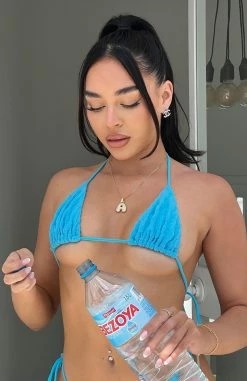 Take Me To The Ocean Bikini Top Blue Terry -Outlet The Lounge Vibe Store 43tfrv