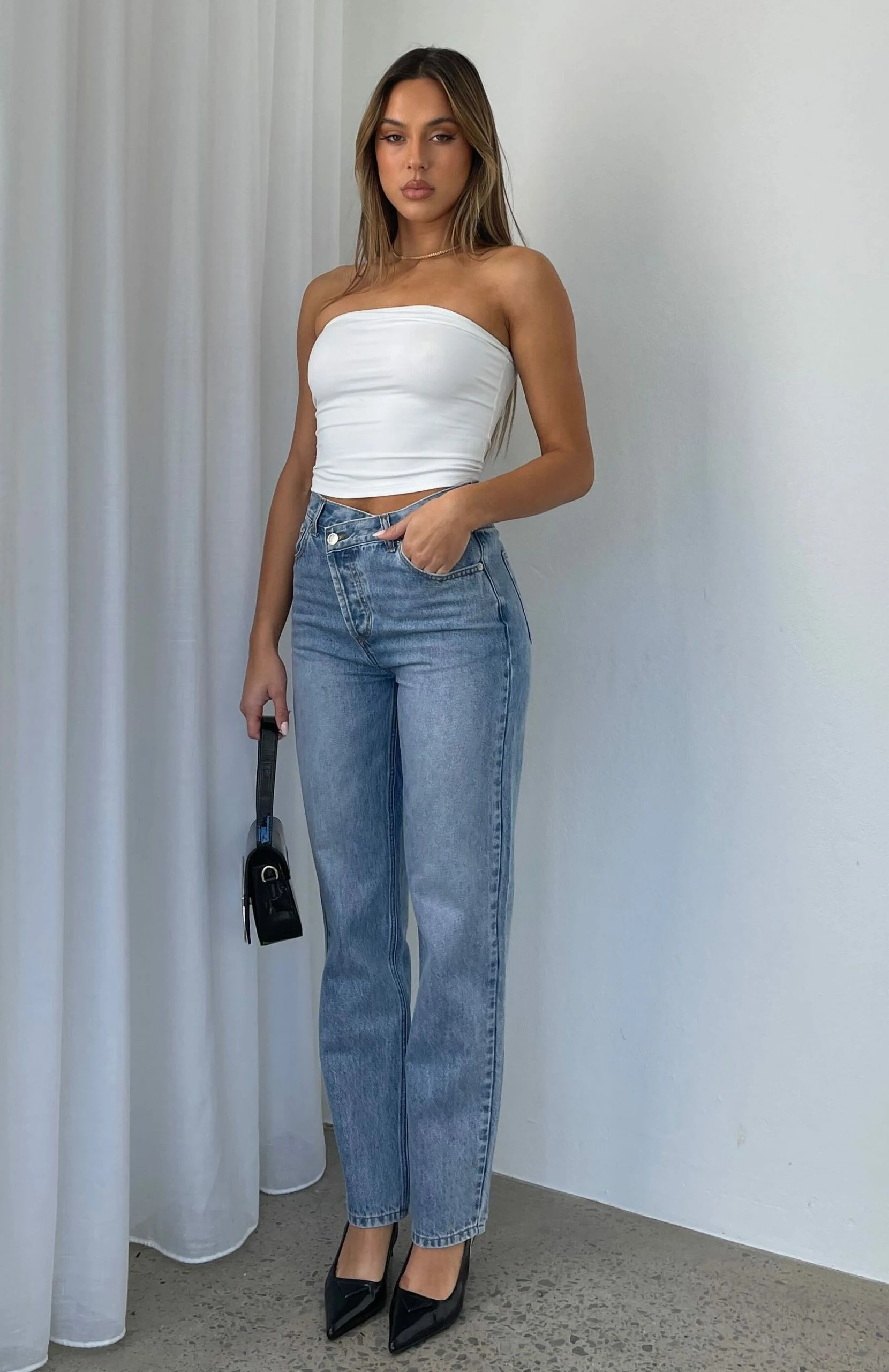 Right Here Right Now High Rise Slim Leg Jeans Mid Blue 1 Right Here Right Now High Rise Slim Leg Jeans Mid Blue