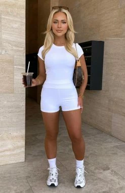 Take Me There Ribbed Baby Tee White -Outlet The Lounge Vibe Store Allie444