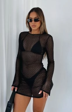 With Me Long Sleeve Mini Dress Black -Outlet The Lounge Vibe Store B6F9F24D F66A 405B AA2D 0045DC638A8C