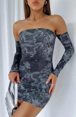 Bad Reputation Long Sleeve Mini Dress Onyx Floral