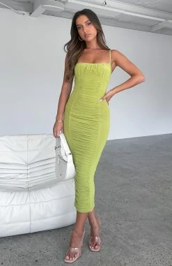 Beautiful Day Mesh Midi Dress Matcha -Outlet The Lounge Vibe Store BEAUTIFUL DAY DRESS 17.01.23 01