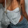 Blair Diamante Mesh Bag Silver