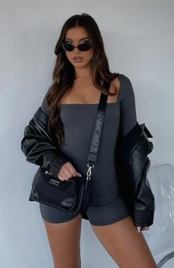 Bring The Vibes Long Sleeve Playsuit Charcoal 13 Bring The Vibes Long Sleeve Playsuit Charcoal -Outlet The Lounge Vibe Store BRING THE VIBES LS PLAYSUIT 30.05.23 13