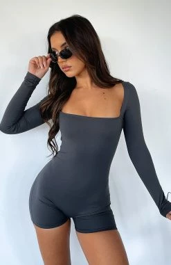 Bring The Vibes Long Sleeve Playsuit Charcoal 12 Bring The Vibes Long Sleeve Playsuit Charcoal -Outlet The Lounge Vibe Store BRING THE VIBES LS PLAYSUIT 30.05.23 19