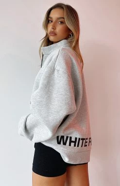 Caught Up With You Zip Front Sweater Grey Marle -Outlet The Lounge Vibe Store CAUGHT UP WITH YOU ZIP FRONT SWEATER 25.11.21 02