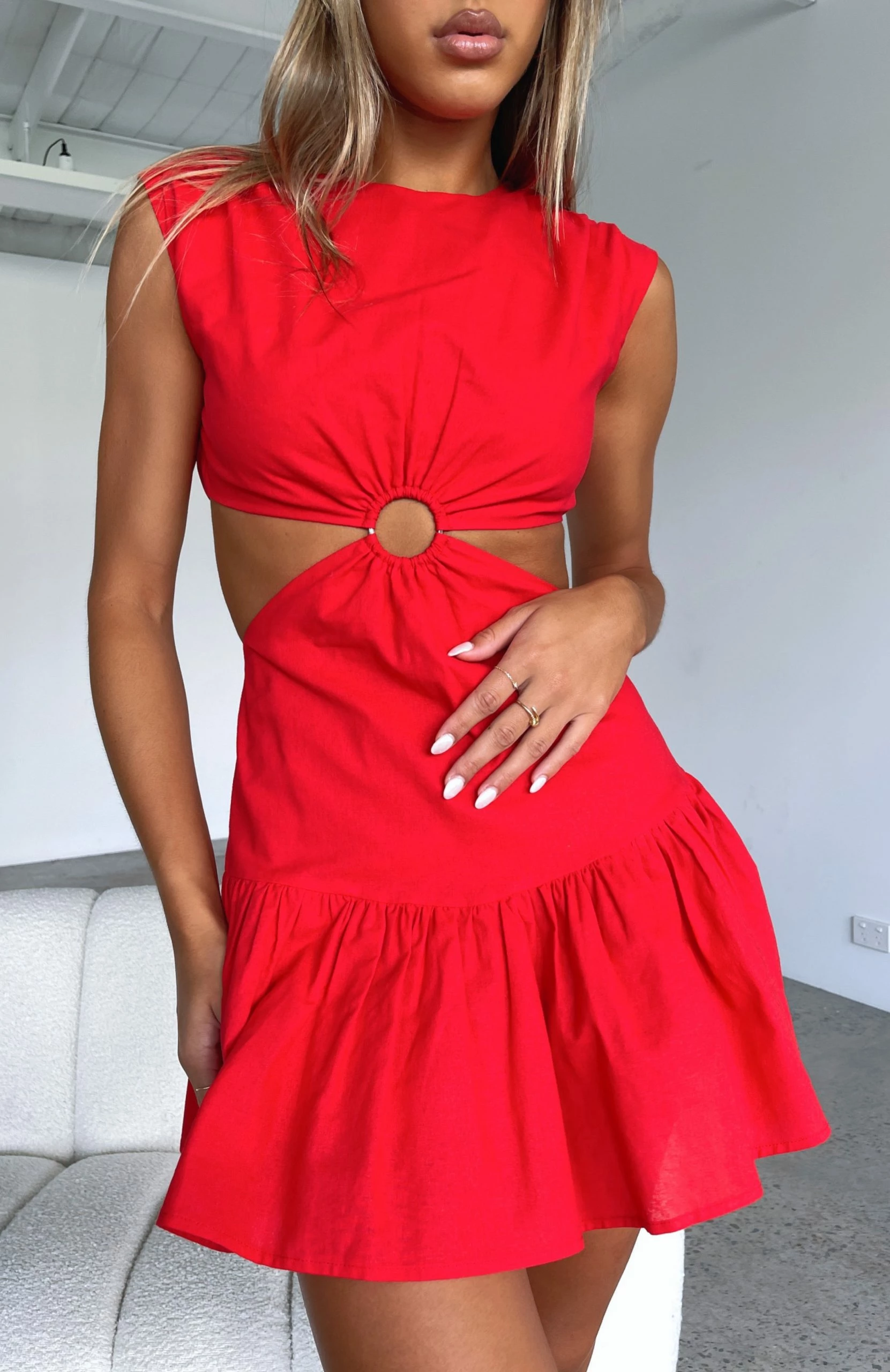 Celebrate You Linen Mini Dress Red 1 Celebrate You Linen Mini Dress Red