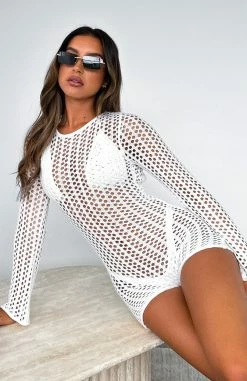 Change Of Plans Knitted Long Sleeve Playsuit White -Outlet The Lounge Vibe Store CHANGE OF PLANS PLAYSUIT 31.1.23 005