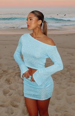 Yours Truly Mini Skirt Blue