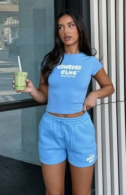 Comfort Club Lounge Shorts Blissful Blue -Outlet The Lounge Vibe Store COMFORT CLUB BABY TEE COMFORT CLUB LOUNGE SHORTS 100823 03
