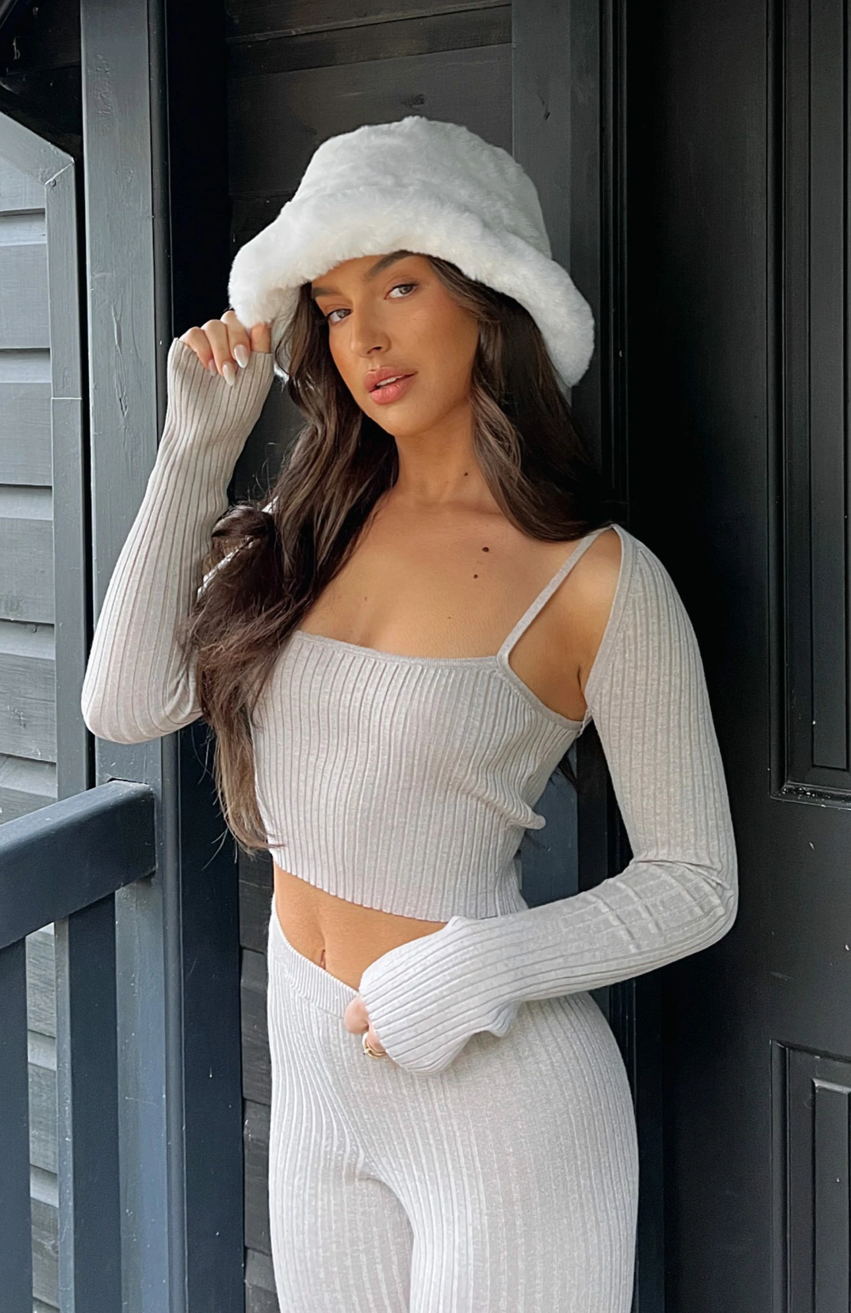 Don't Choose Two Piece Knitted Crop Taupe 1 Don't Choose Two Piece Knitted Crop Taupe