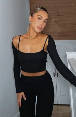 Don't Choose Two Piece Knitted Crop Black