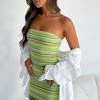 Fake Smile Strapless Mini Dress Green