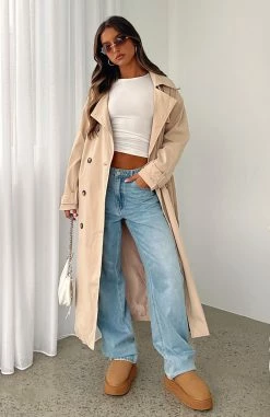 Feeling Fine Trench Coat Beige -Outlet The Lounge Vibe Store FEELING FINE TRENCH COAT 2