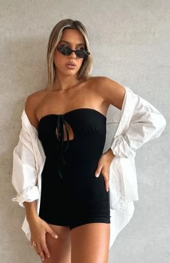 Finer Things Playsuit Black -Outlet The Lounge Vibe Store FINER THINGS PLAYSUIT050123 01