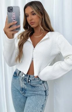 From The Heart Long Sleeve Knit Crop White