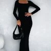 Get My Attention Long Sleeve Maxi Dress Black