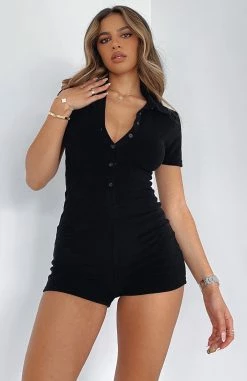 Golden Light Terry Playsuit Black -Outlet The Lounge Vibe Store GOLDEN LIGHT PLAYSUIT 130422 02