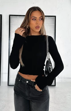 Home With You Long Sleeve Top Black